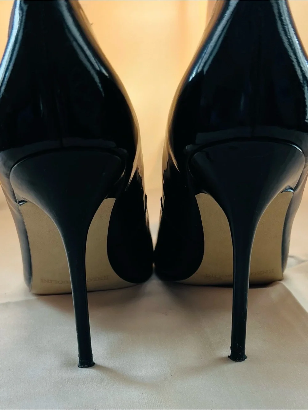 Enzo Angiolini Black Patent Open-Toe Pumps